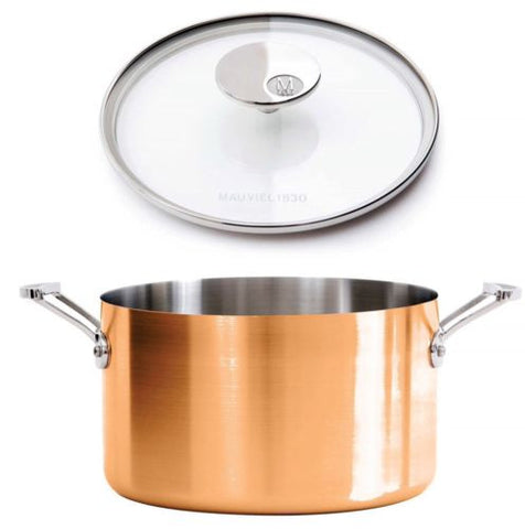 Mauviel M’heritage 150s Copper Stock Pot with Glass Lid - 11.7 qt., Stainless